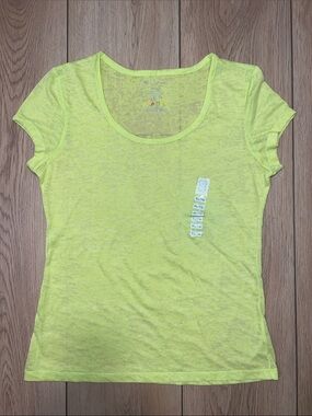 Vintage Jules & James Neon Yellow-Green Scoop Neck Short Sleeve Tee